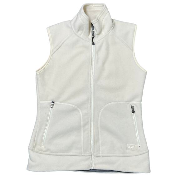 REI Zip Front Vest Women's Size Small Off White Fleece Zip Pockets - Picture 1 of 8
